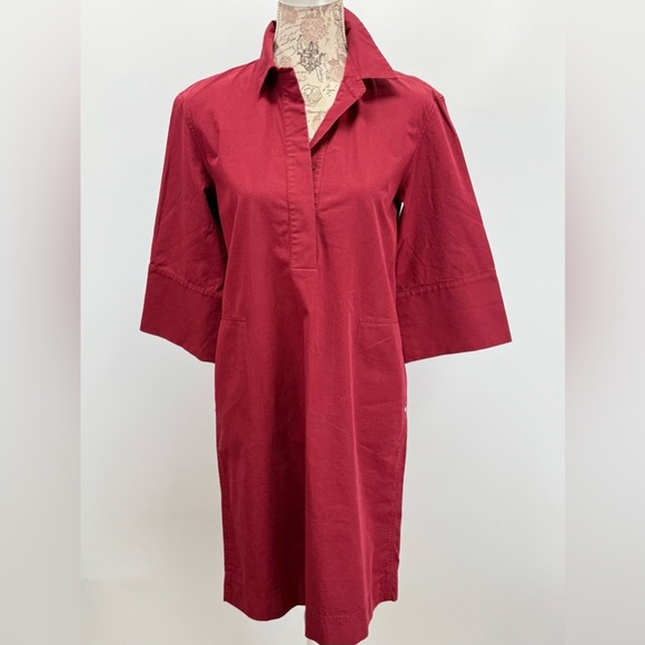 LAFAYETTE 148 NY Rust Red 3/4 bell sleeve shirt Dress size SP. - Picture 1 of 13